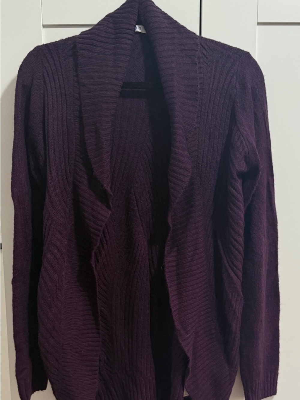 Women's Open-Front Shawl Collar Cardigan - Plum